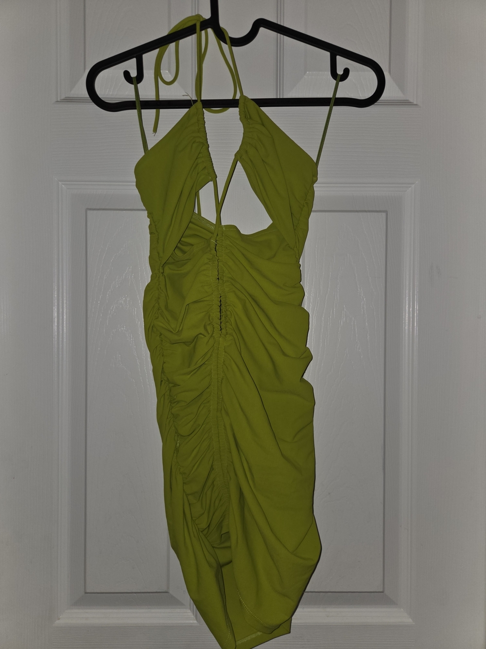 Zara Neon Lime Halter Ruched Dress
